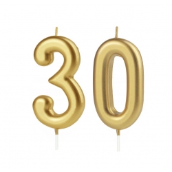 Świeczka urodzinowa Cyferka 30, złota,